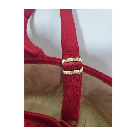 Triumph Satin Shine Push-Up Bra – Red Lace Overlay – 36D – New - Picture 5 of 11